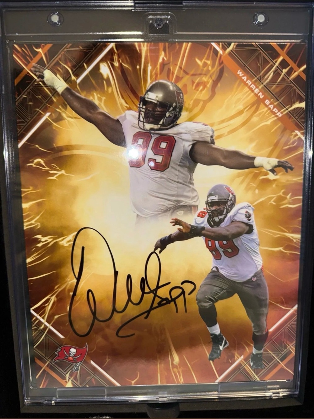 Warren Sapp Autographed Buccaneers 8X10 Fanatics Emanate Authentic